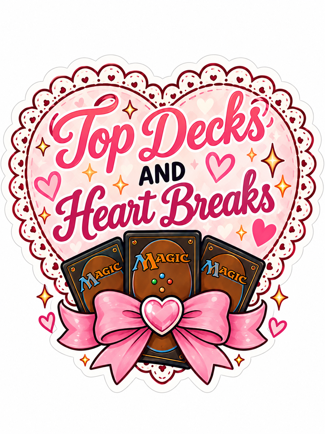 Top Decks and Heartbreaks - Pink Lace Heart - Air Freshener
