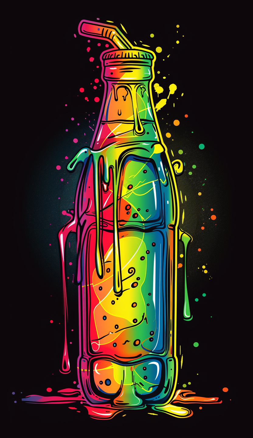 Neon Soda Bottle with Straw Air Freshener