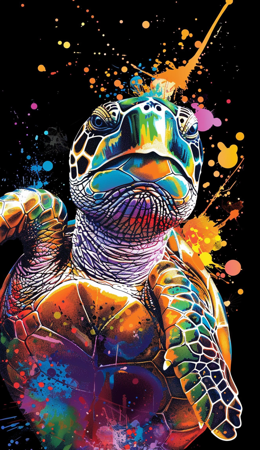 Neon Sea Turtle Portrait Air Freshener