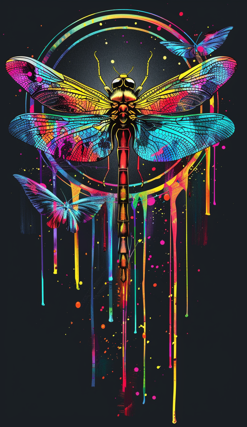 Neon Dragonfly Halo Air Freshener