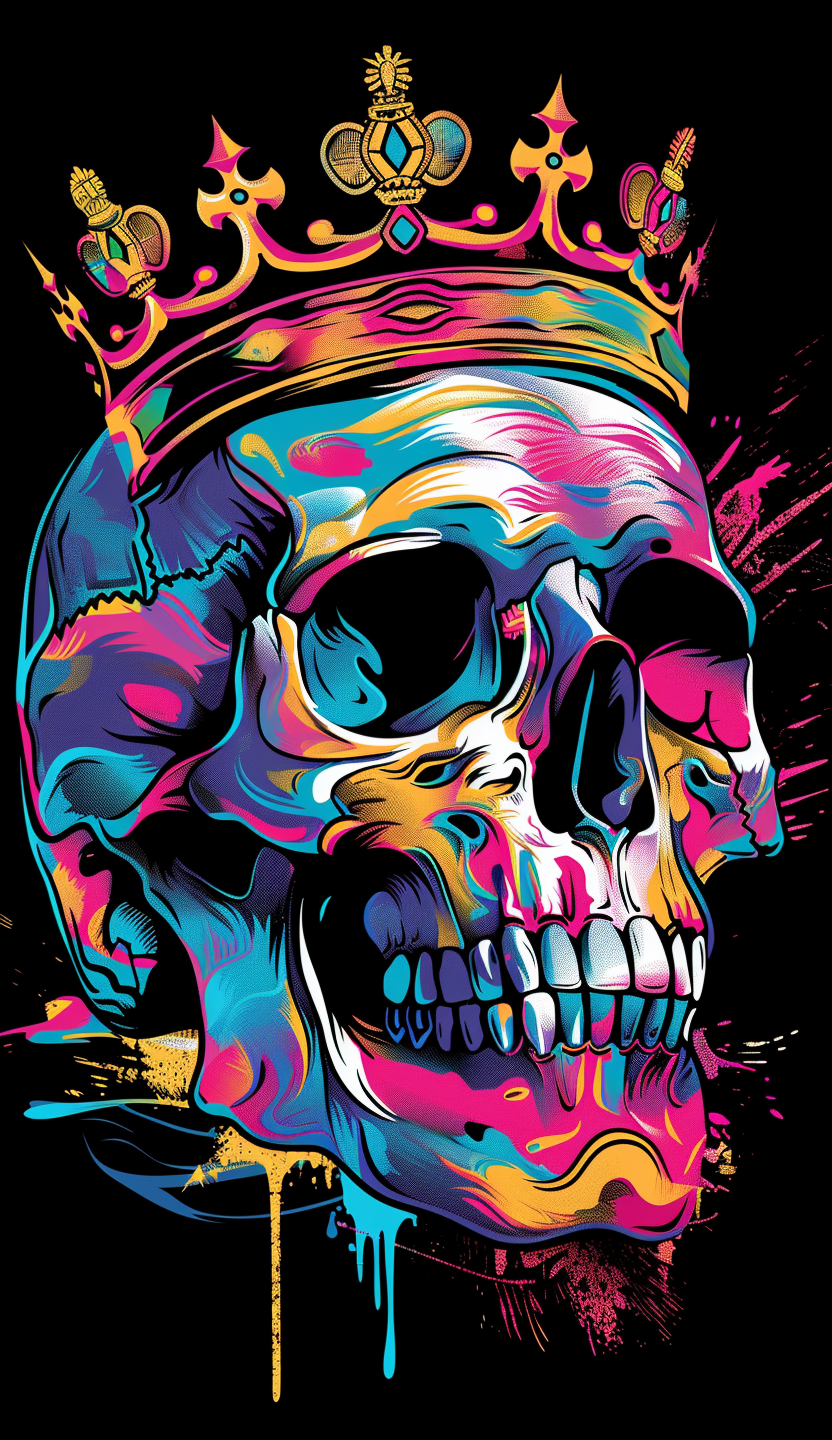 Neon Crowned Skull Profile Air Freshener