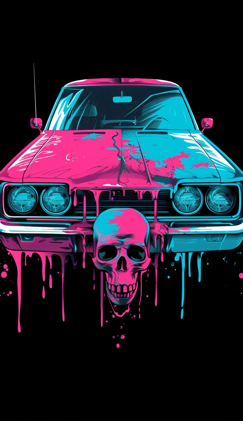 Neon Classic Car Skull Air Freshener