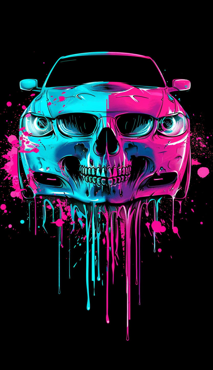 Neon Skull Sports Coupe Air Freshener