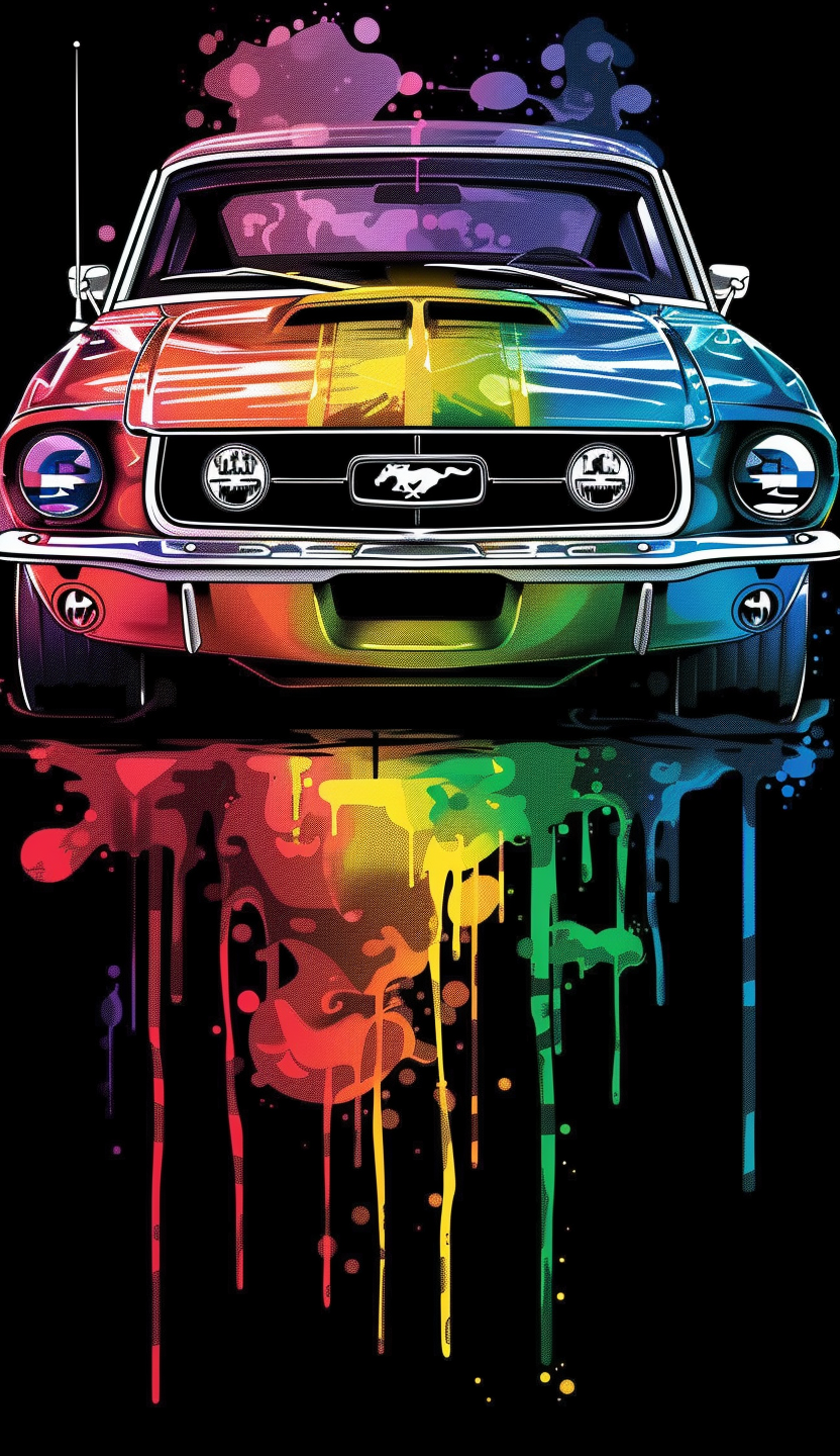 Neon Rainbow Mustang Air Freshener