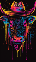 Neon Bull in Cowboy Hat Air Freshener