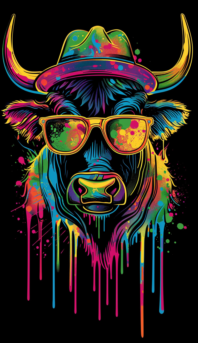 Neon Cowboy Bull Sunglasses Air Freshener