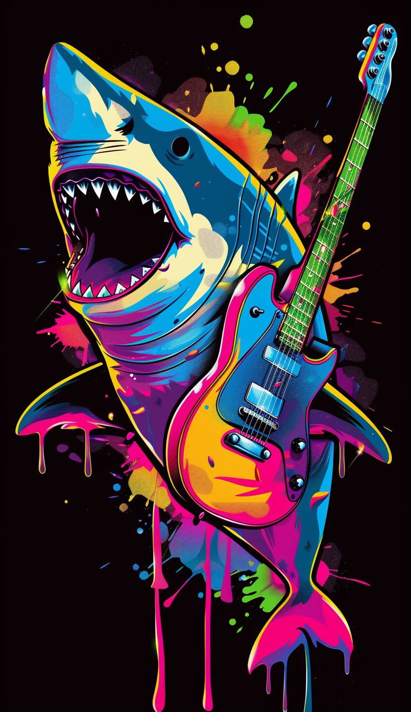 Neon Shark with Guitar Air Freshener