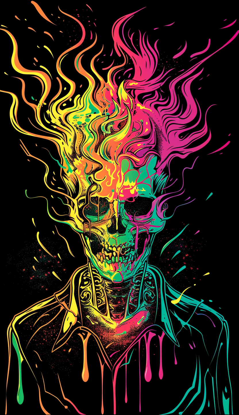 Neon Flaming Skeleton Air Freshener