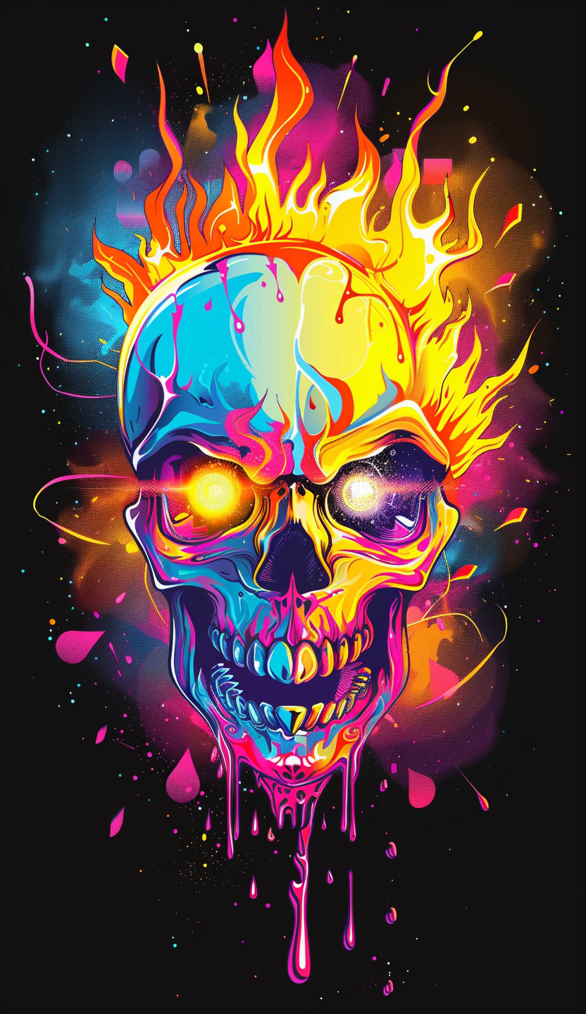 Neon Fire Skull Air Freshener