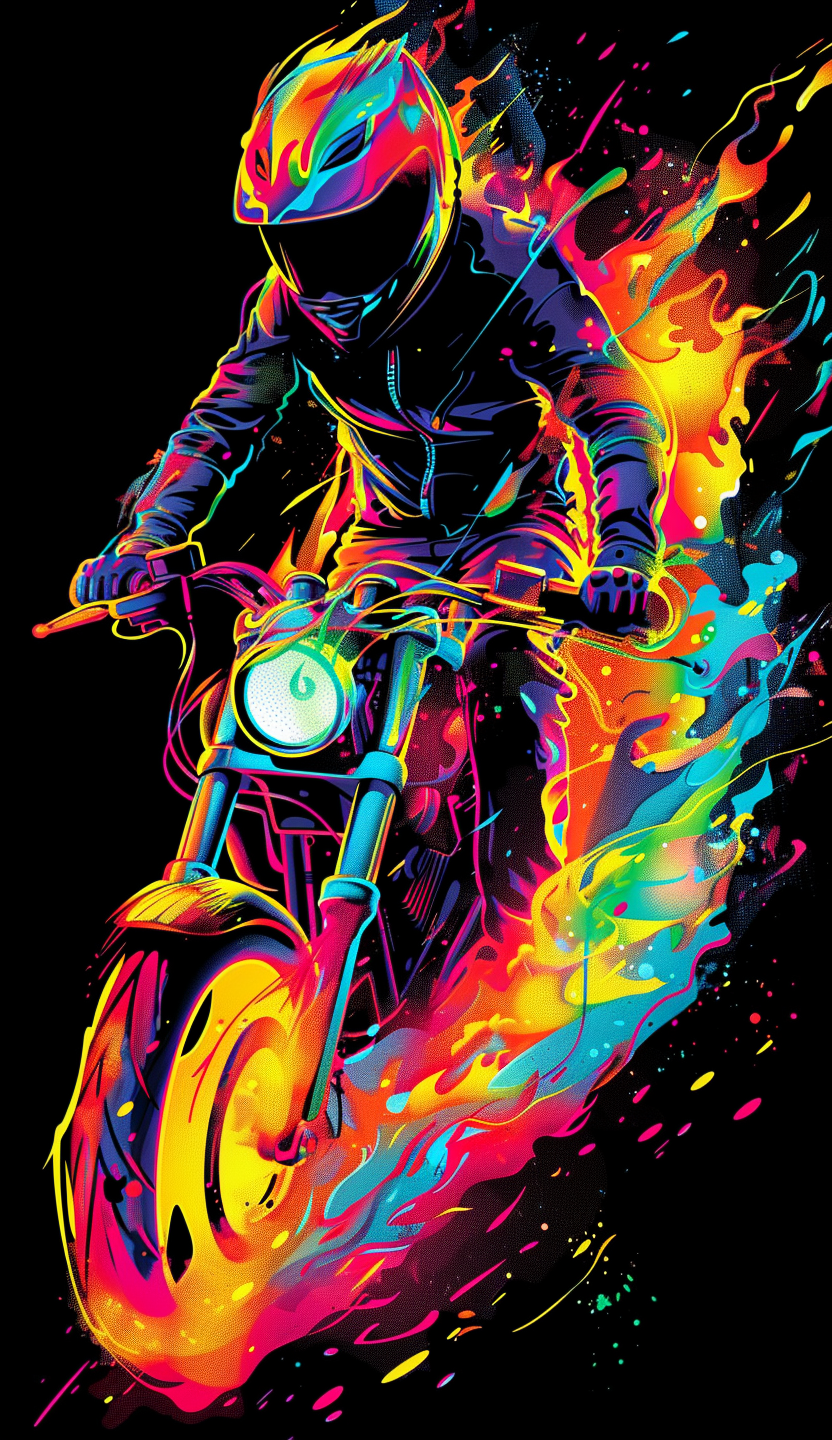 Neon Flaming Motorcycle Rider Air Freshener