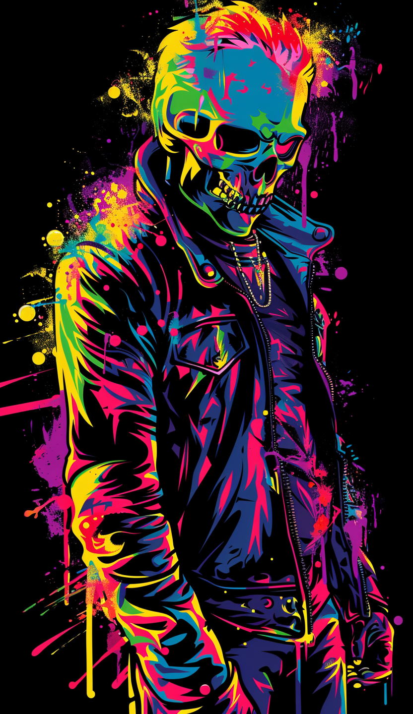 Neon Skeleton in Leather Jacket Air Freshener