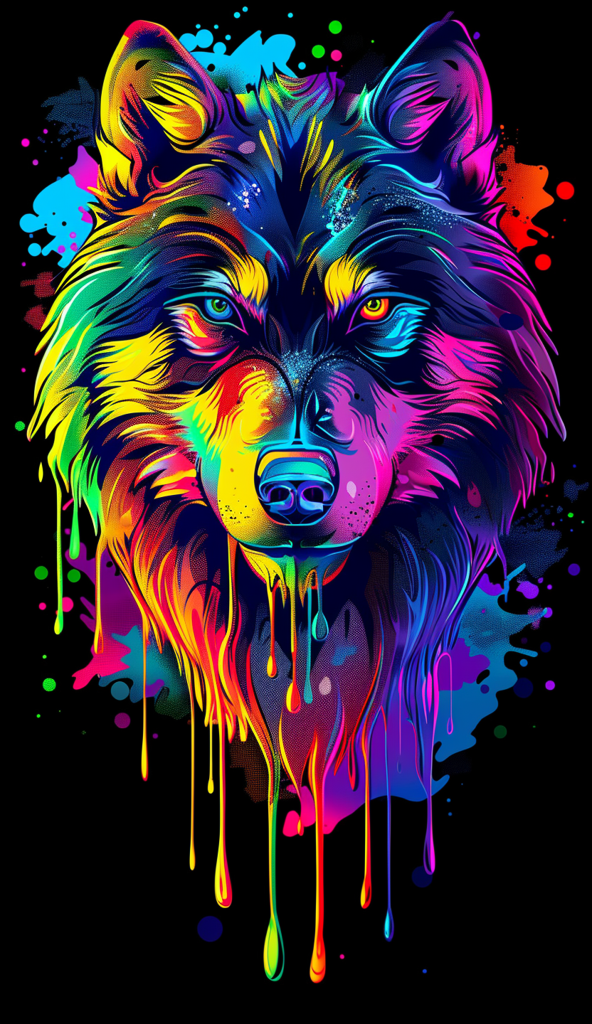 Neon Wolf Stare Air Freshener