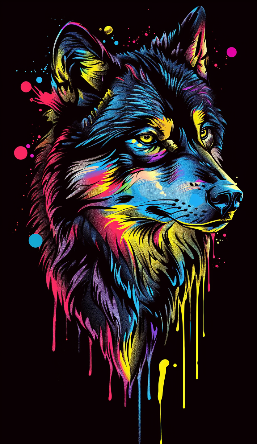 Neon Wolf Looking Right Air Freshener