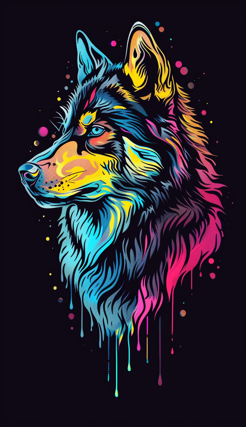 Neon Wolf Looking Left Air Freshener