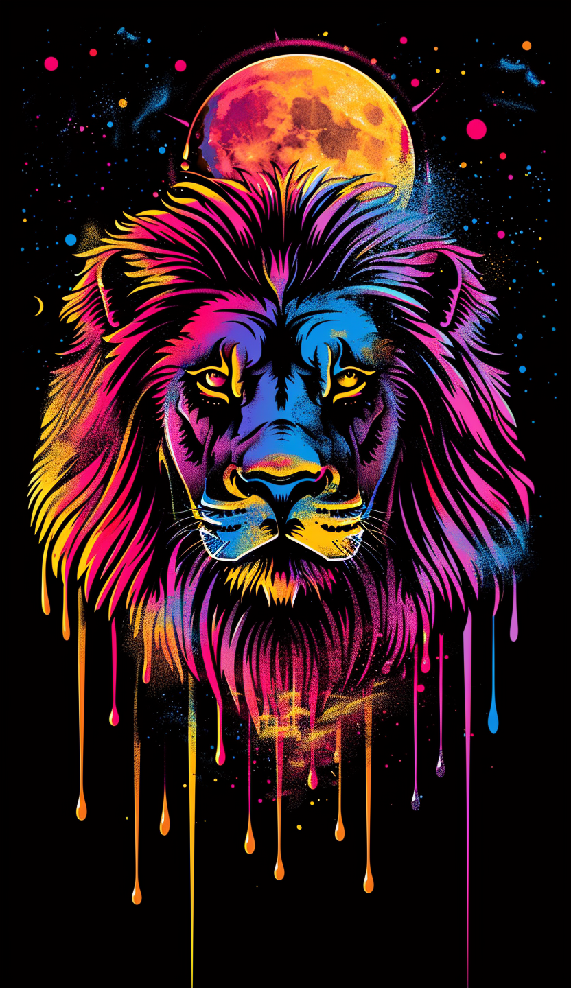 Neon Lion Sunset Moon Air Freshener