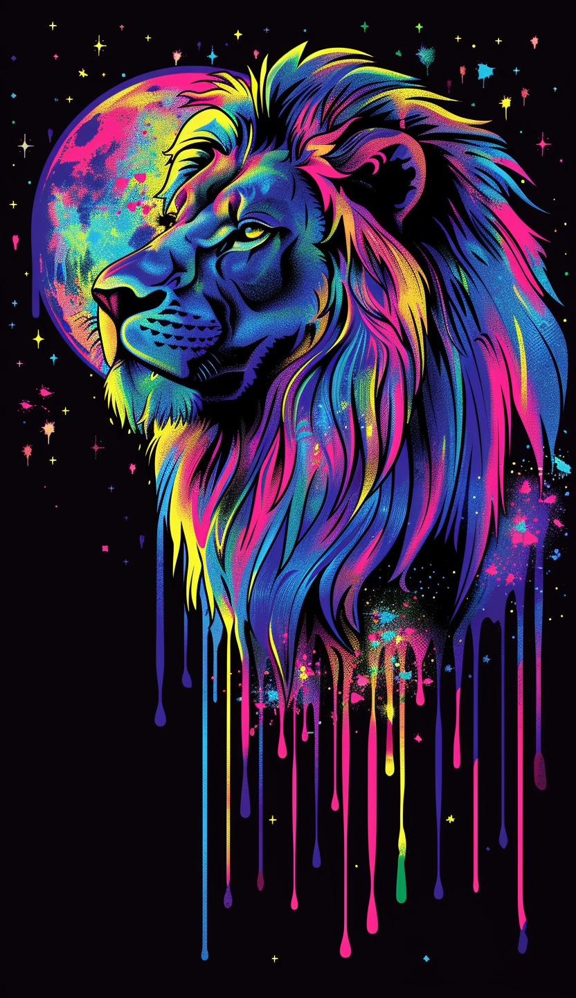 Neon Lion Rainbow Moon Air Freshener
