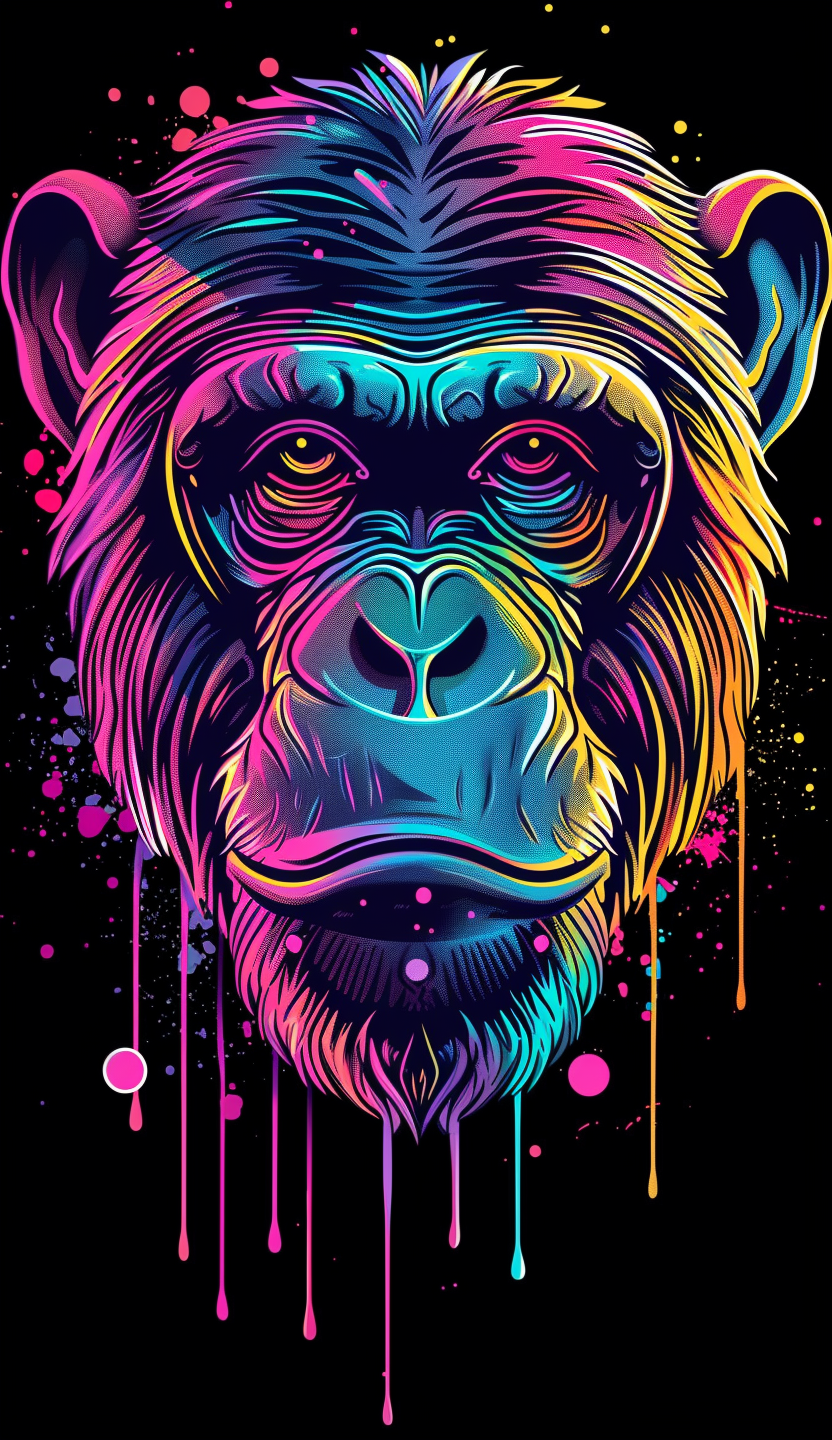 Neon Chimpanzee Portrait Air Freshener