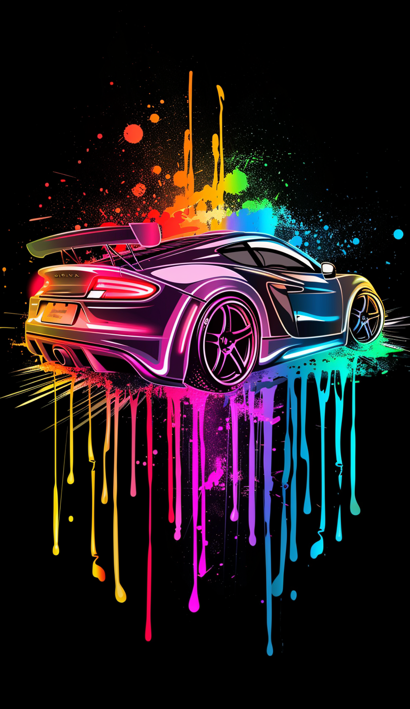 Neon Sports Car Side View Air Freshener