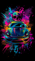 Neon Coupe with Skull Air Freshener