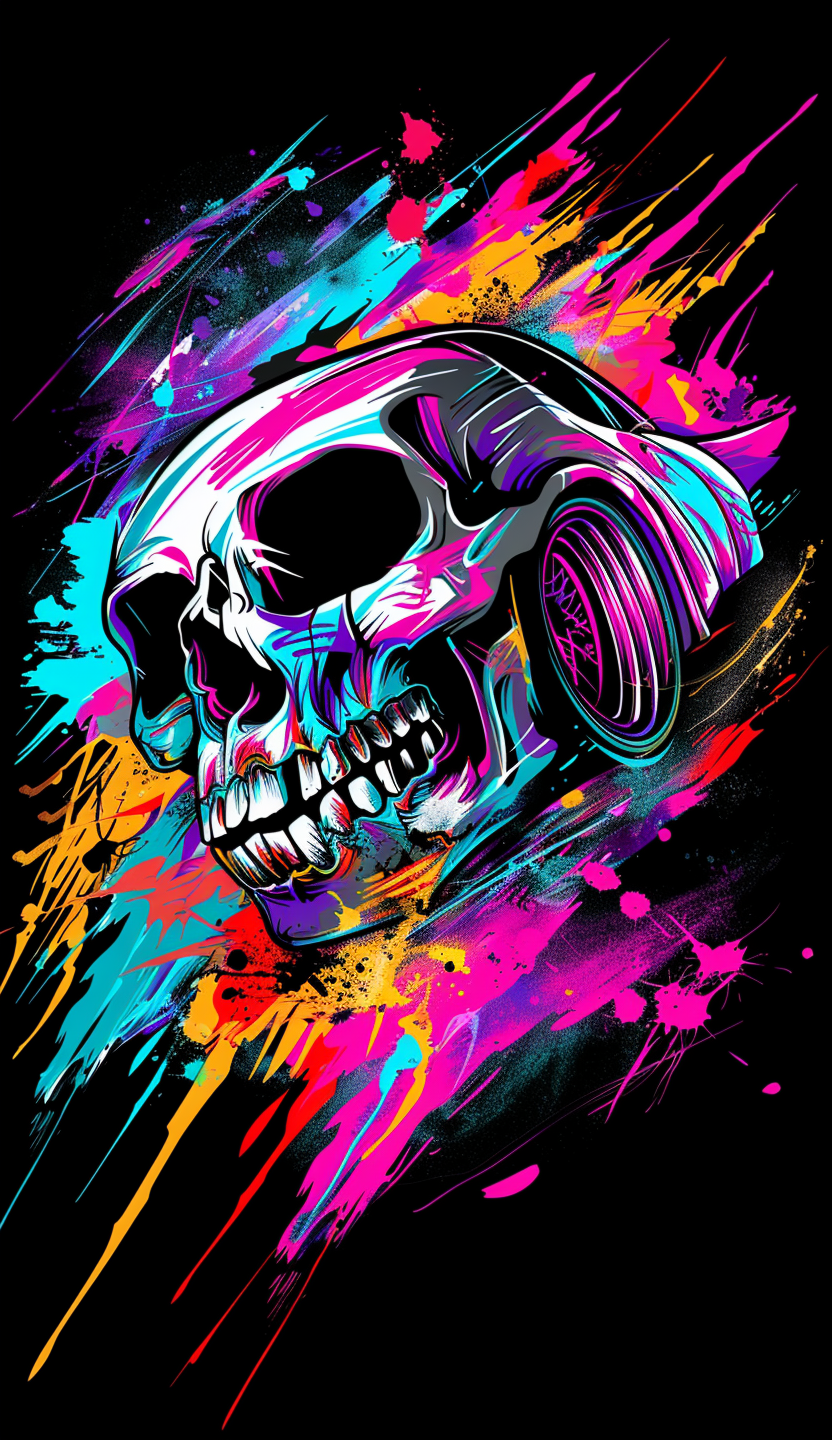 Neon Skull with Racing Wheel Air Freshener