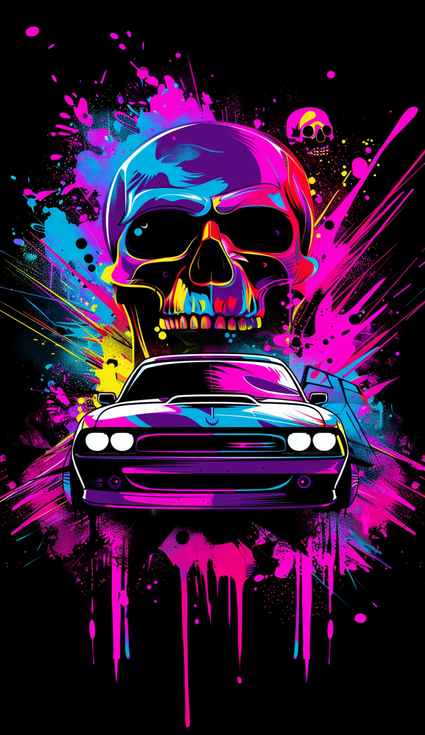Neon Skull Muscle Car Air Freshener