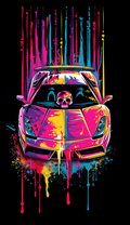 Neon Supercar Skull Driver Air Freshener