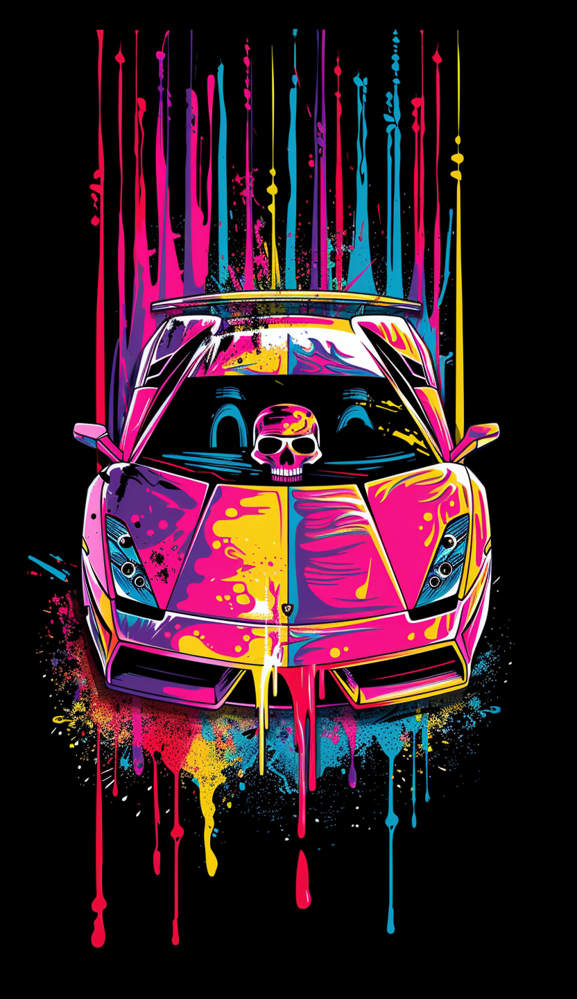 Neon Supercar Skull Driver Air Freshener