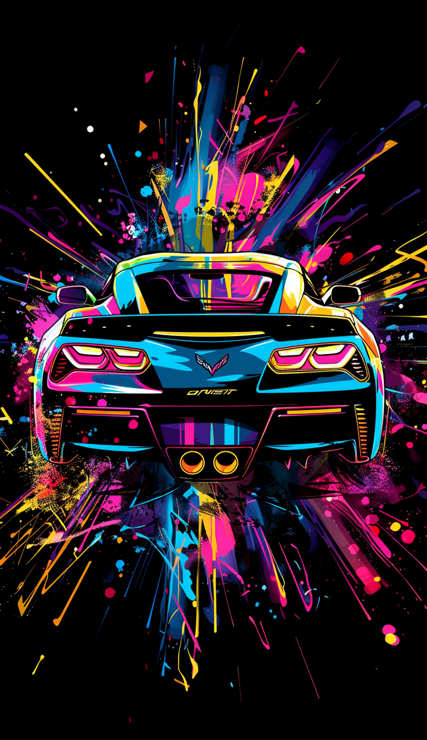 Neon Corvette Rear View Air Freshener