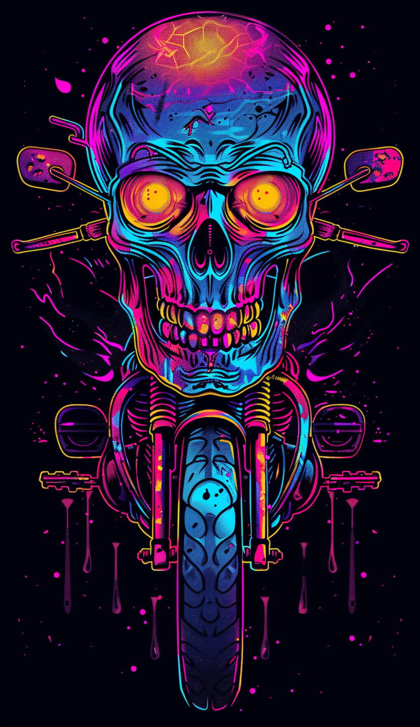 Neon Skull Motorcycle Air Freshener