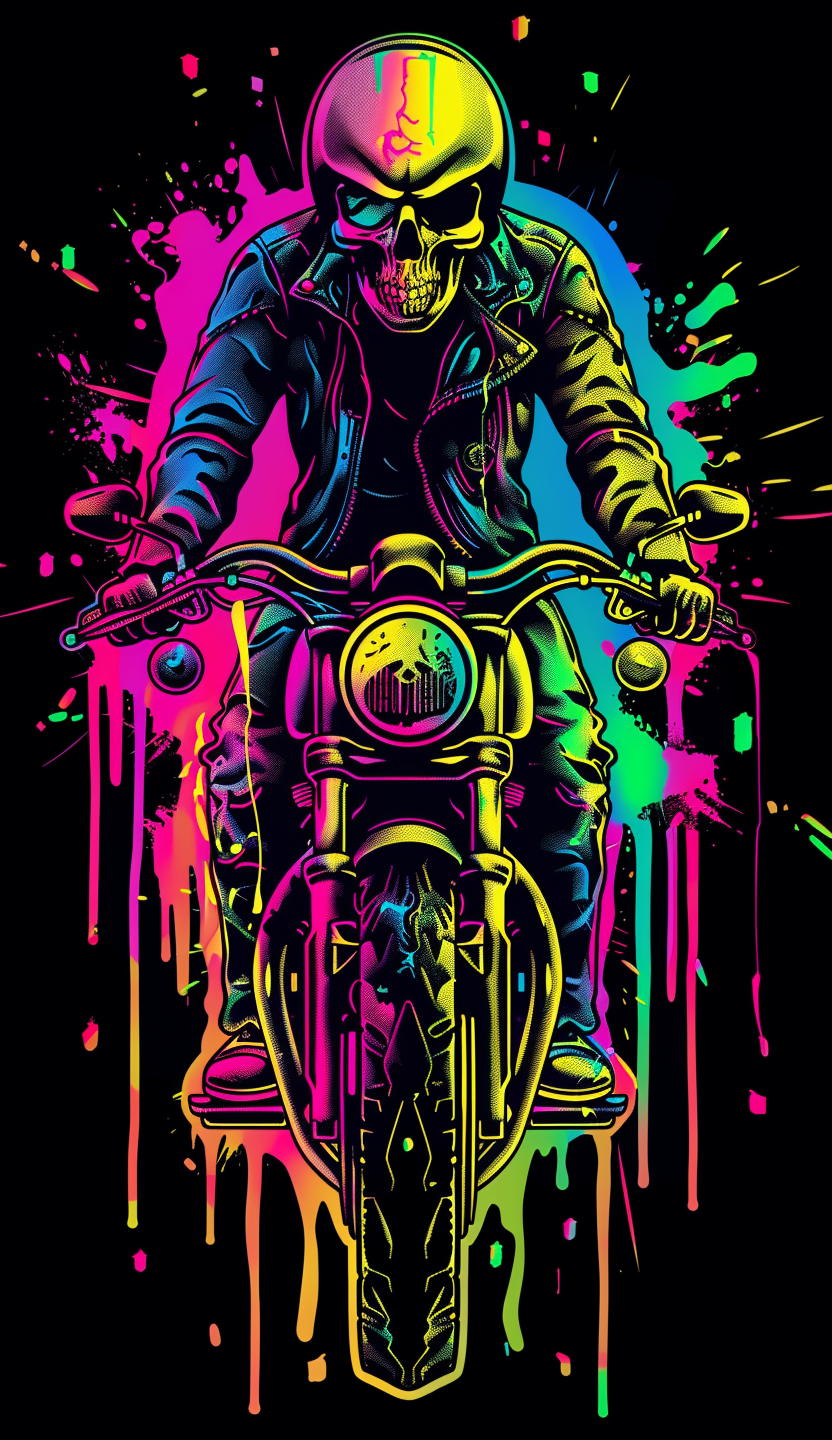 Neon Skull Biker Air Freshener