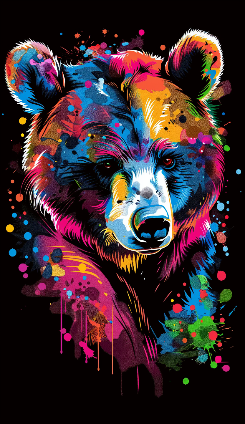 Neon Bear Paint Splash Air Freshener