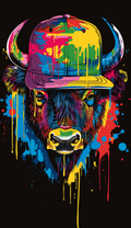 Neon Bull in Baseball Cap Air Freshener