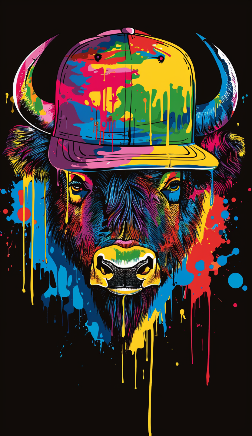 Neon Bull in Baseball Cap Air Freshener