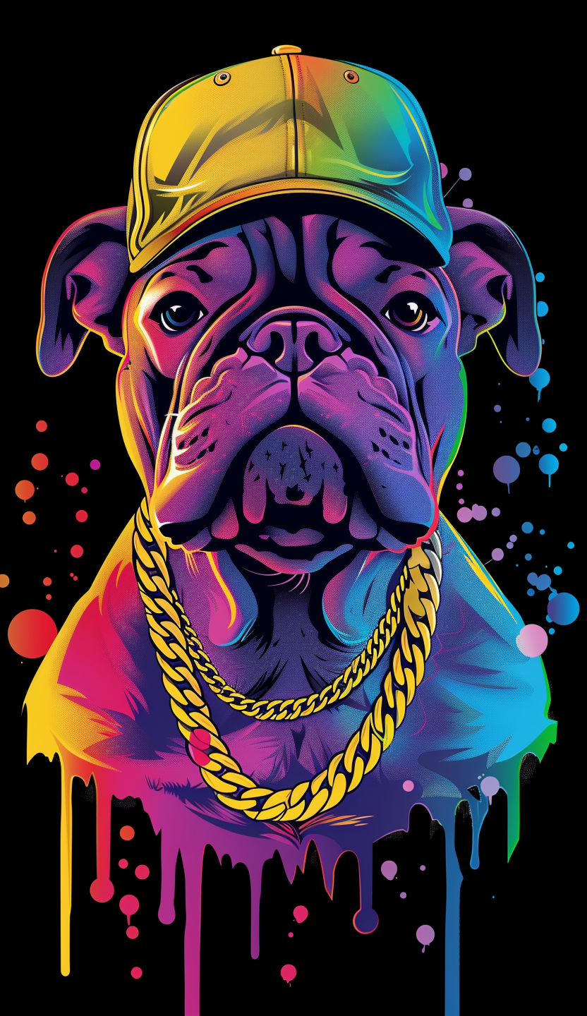 Neon Bulldog Gold Chains Air Freshener