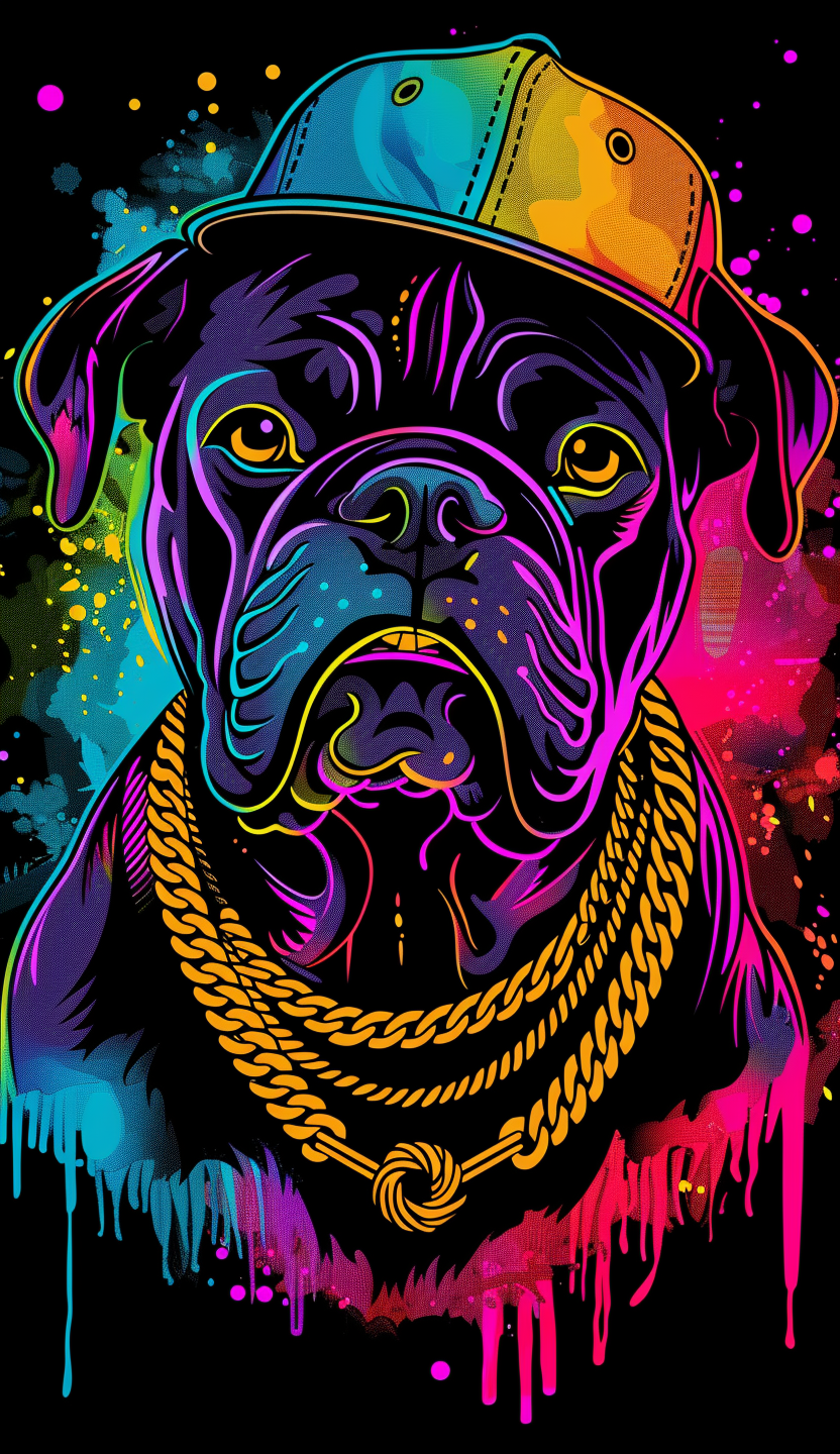 Neon Dog in Tilted Cap Air Freshener