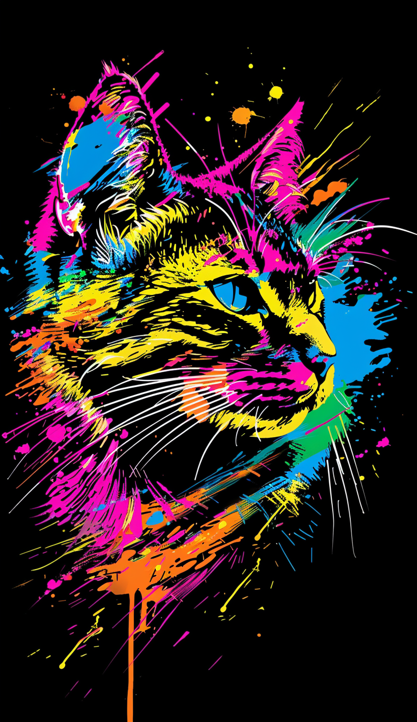 Neon Tabby Cat Profile Air Freshener