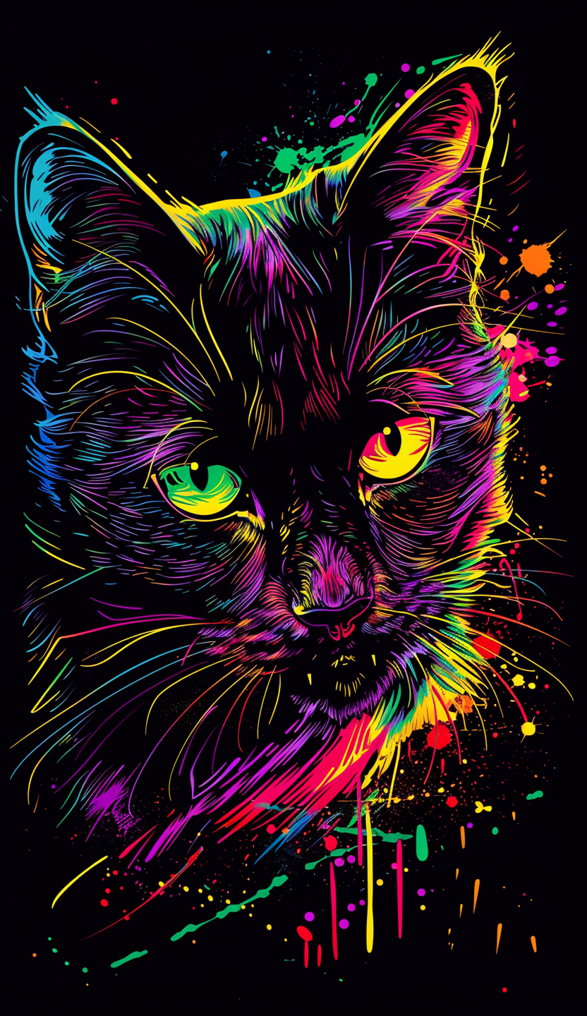 Neon Black Cat Stare Air Freshener