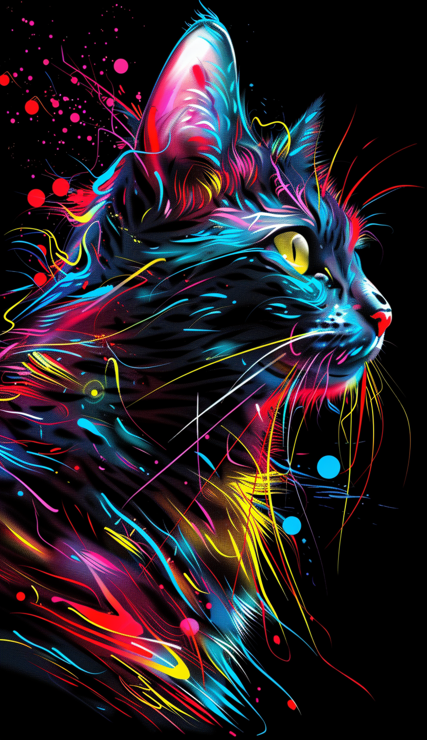 Neon Cat Looking Up Air Freshener