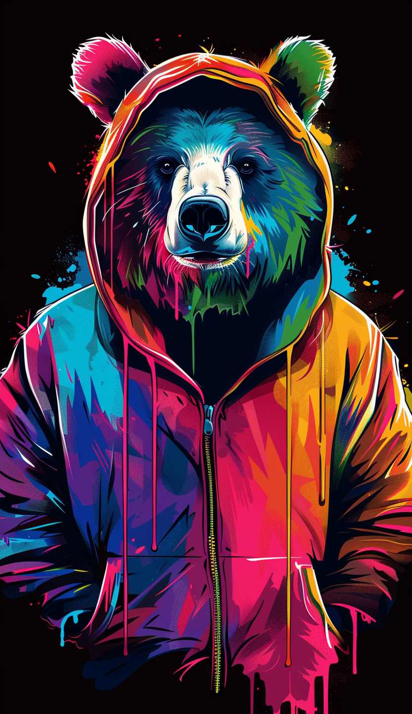 Neon Bear in Hoodie Air Freshener