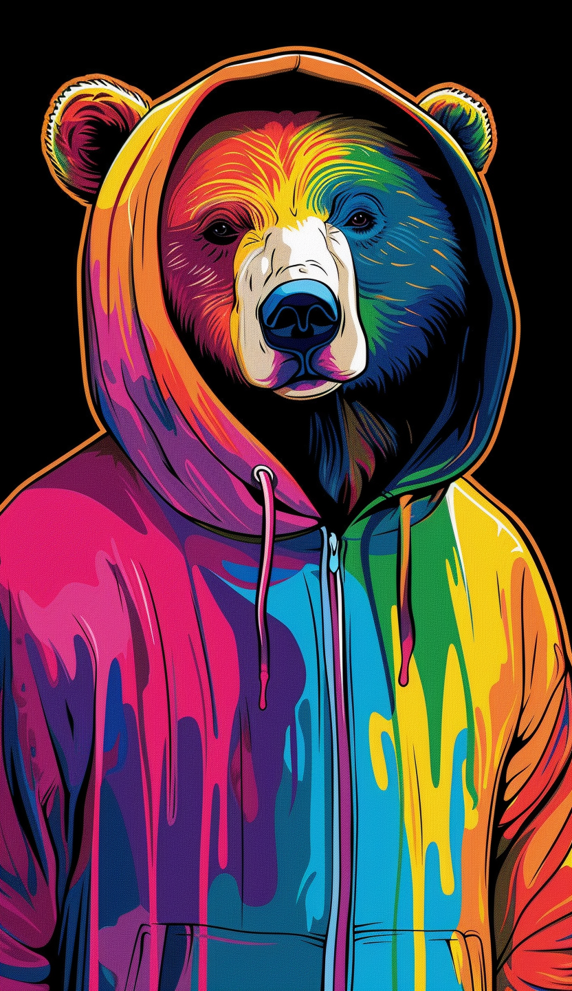 Neon Color Block Hoodie Bear Air Freshener