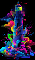 Neon Lighthouse Color Swirls Air Freshener