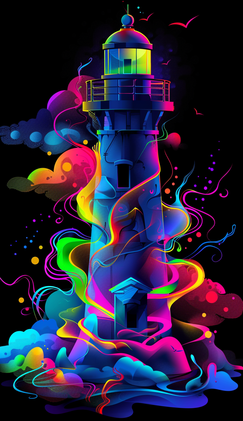 Neon Lighthouse Color Swirls Air Freshener