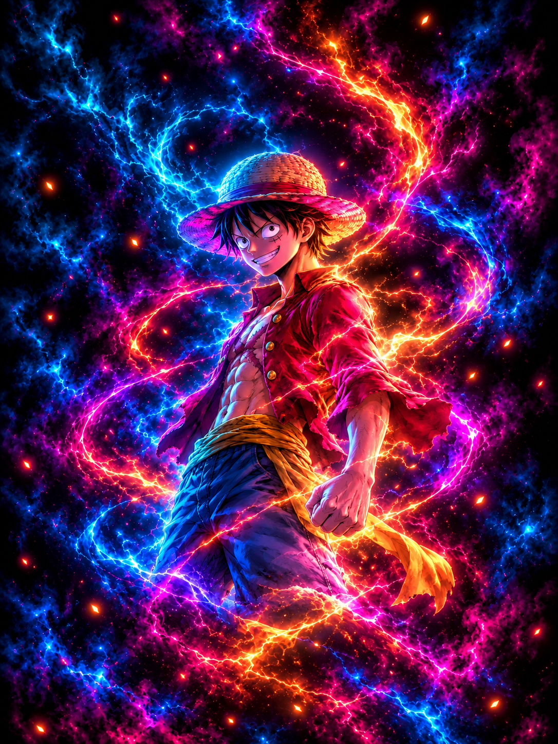Luffy in Neon Lightning - Air Freshener
