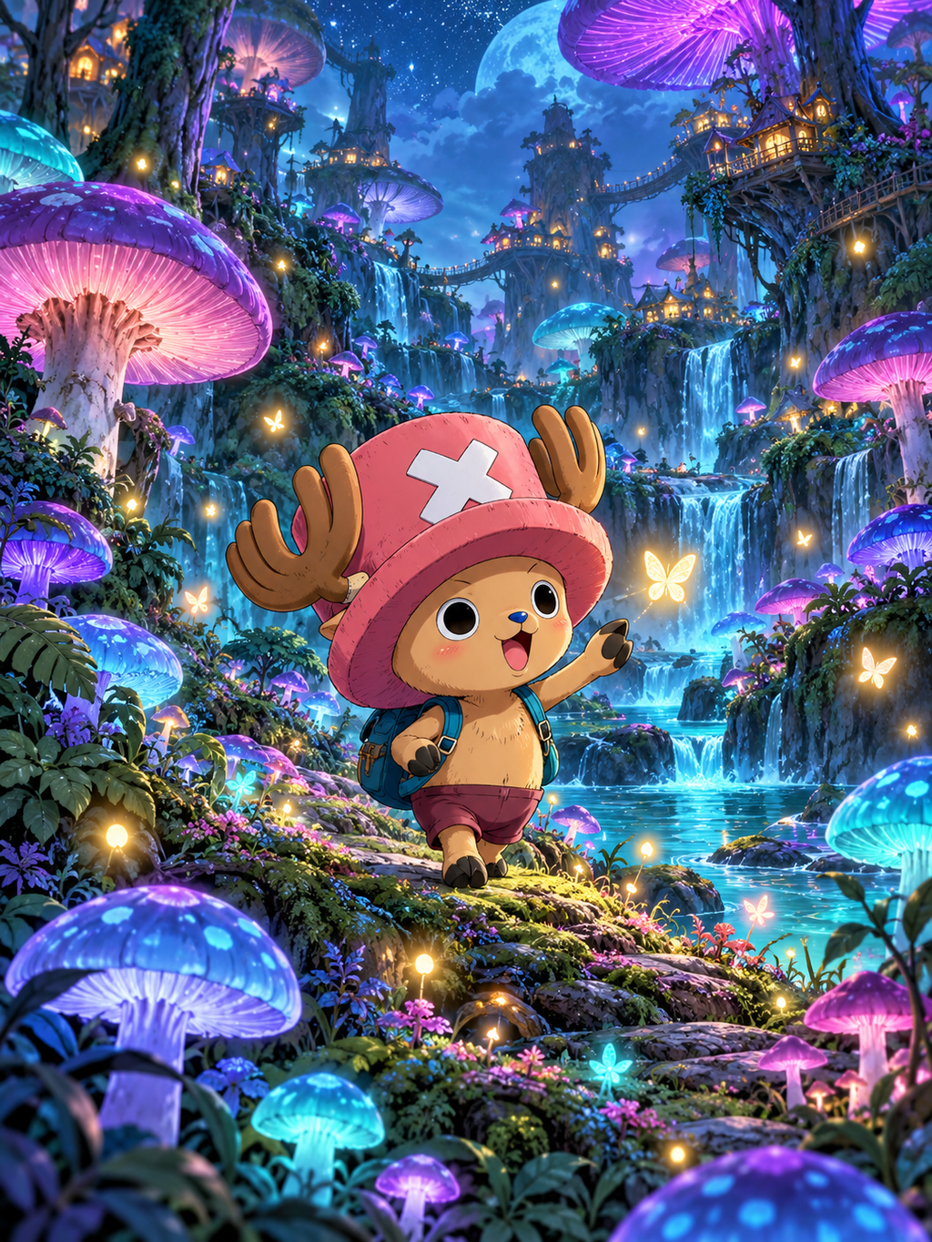 Pink Hat Chopper by the Glowing Waterfall - Air Freshener
