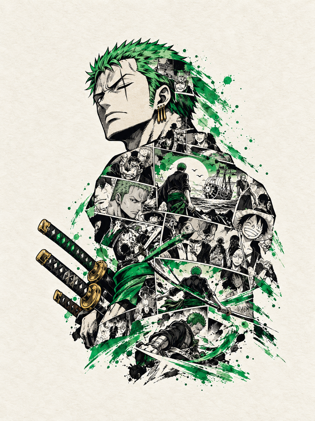 Zoro Manga Collage Portrait - Air Freshener