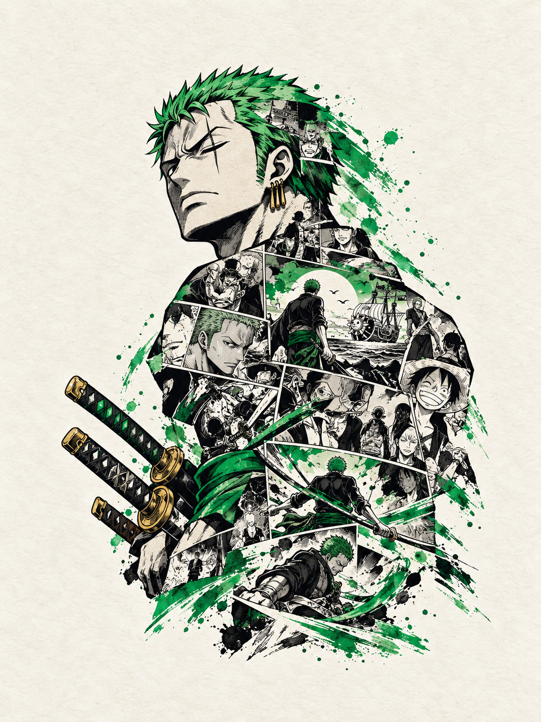 Zoro Manga Collage Portrait - Air Freshener