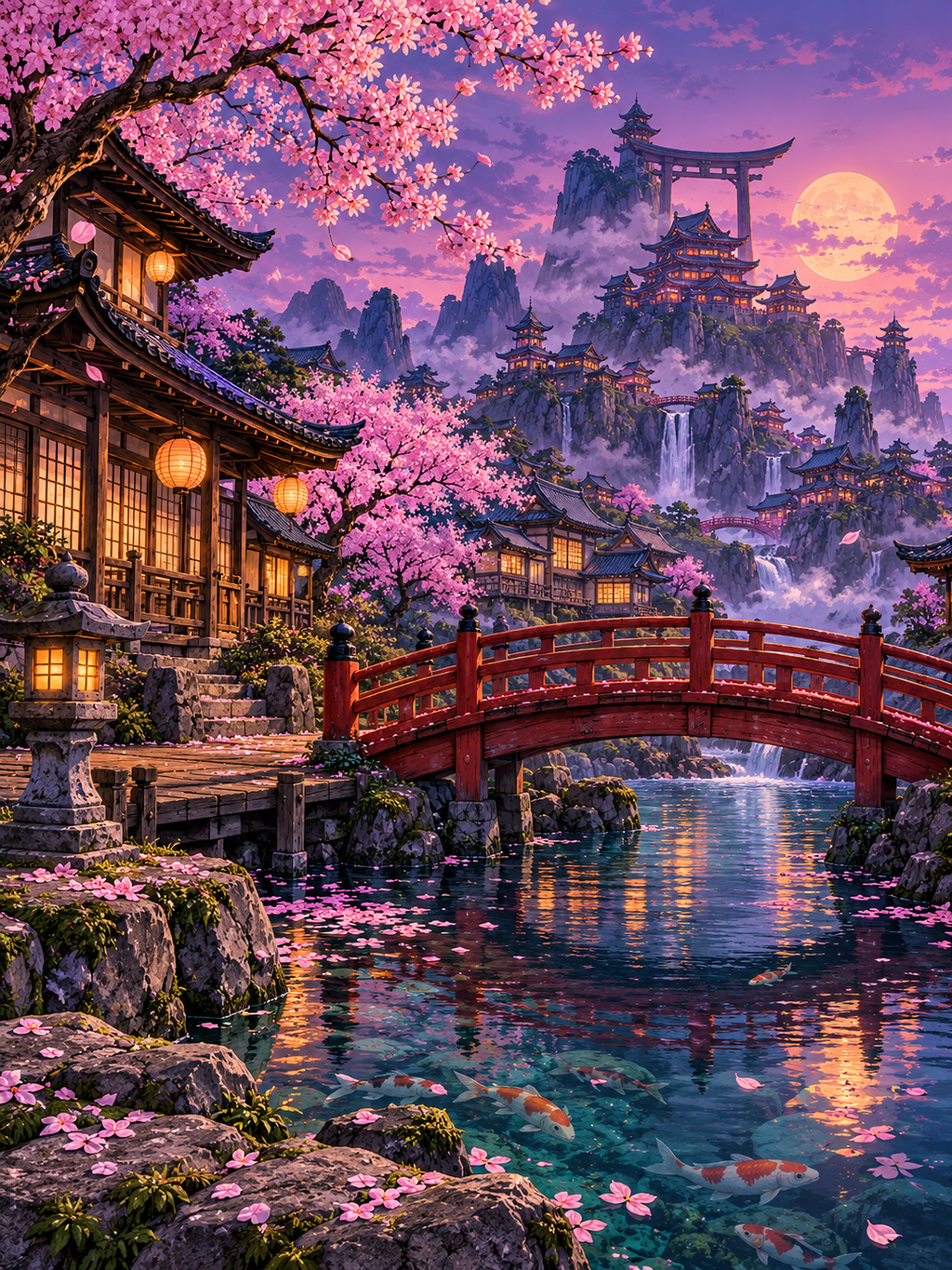 Cherry Blossom Village at Twilight - Air Freshener