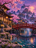Cherry Blossom Village at Twilight - Air Freshener