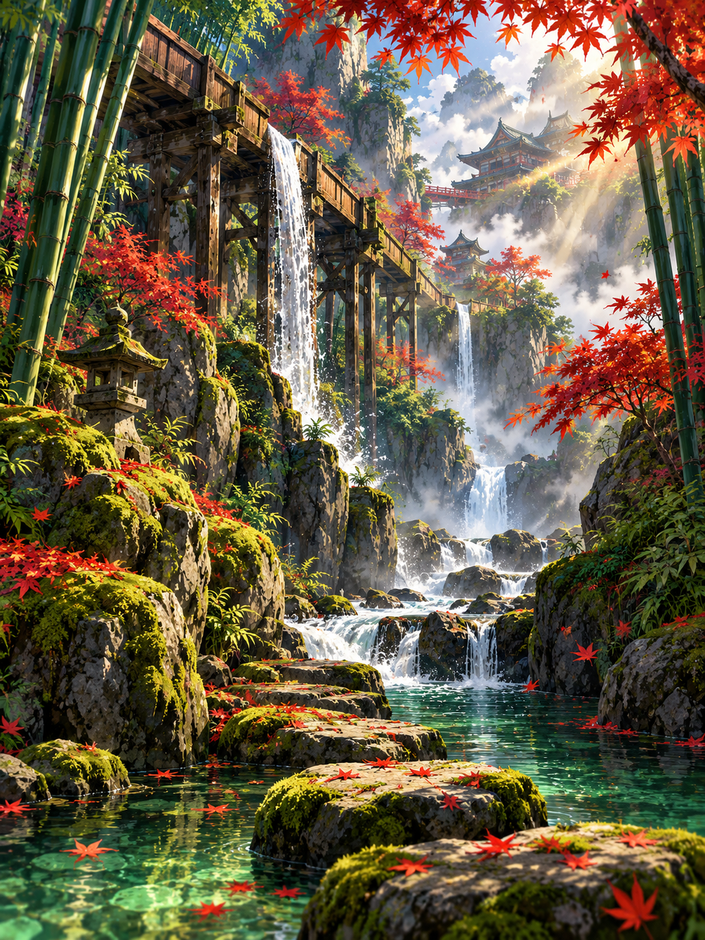 Autumn Bamboo Waterfall Shrine - Air Freshener