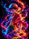 Luffy's Neon Lightning Portrait - Air Freshener
